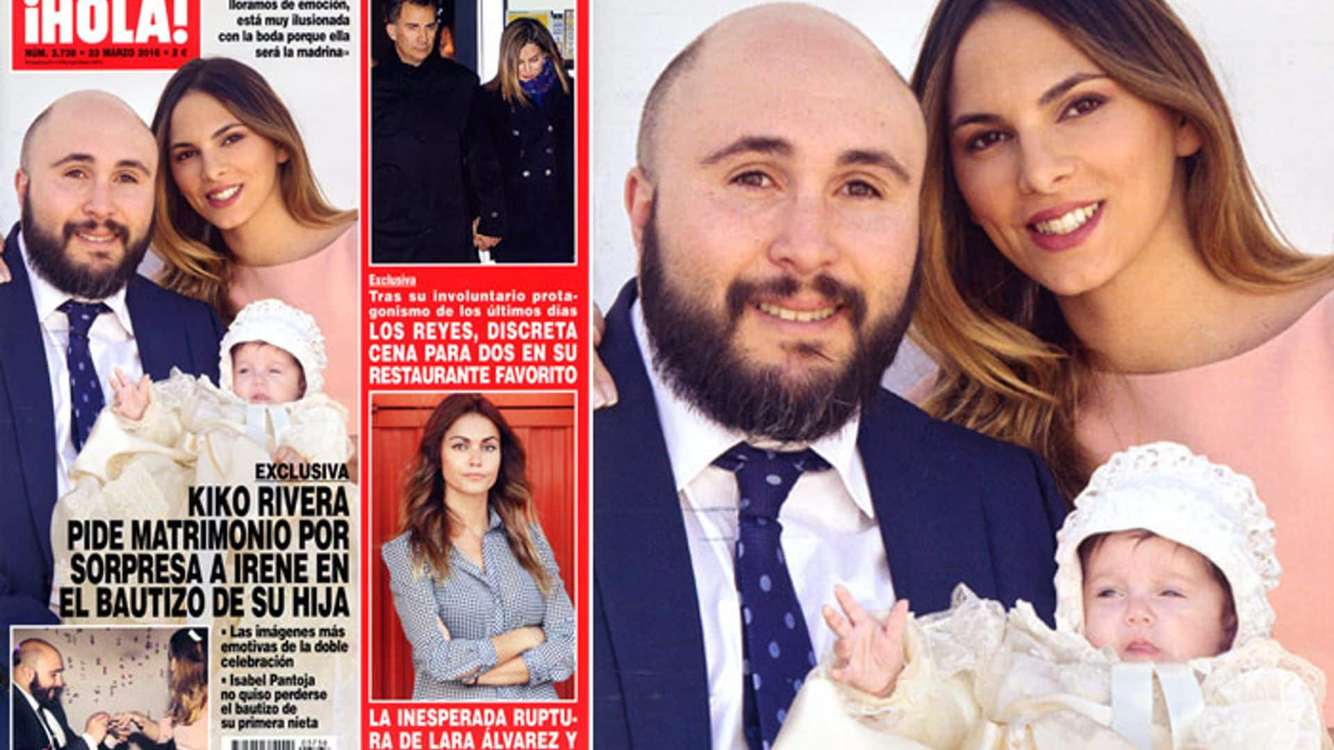 Exclusiva en ¡HOLA!, Kiko Rivera pide matrimonio por sorpresa a Irene en el bautizo de su hija