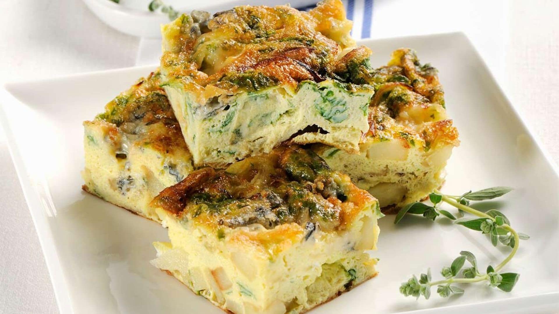 'Fritatta' de espinacas y queso azul