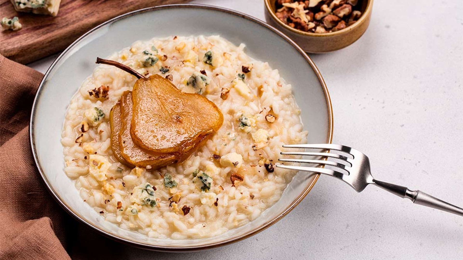 'Risotto' con queso La Peral, pera y frutos secos