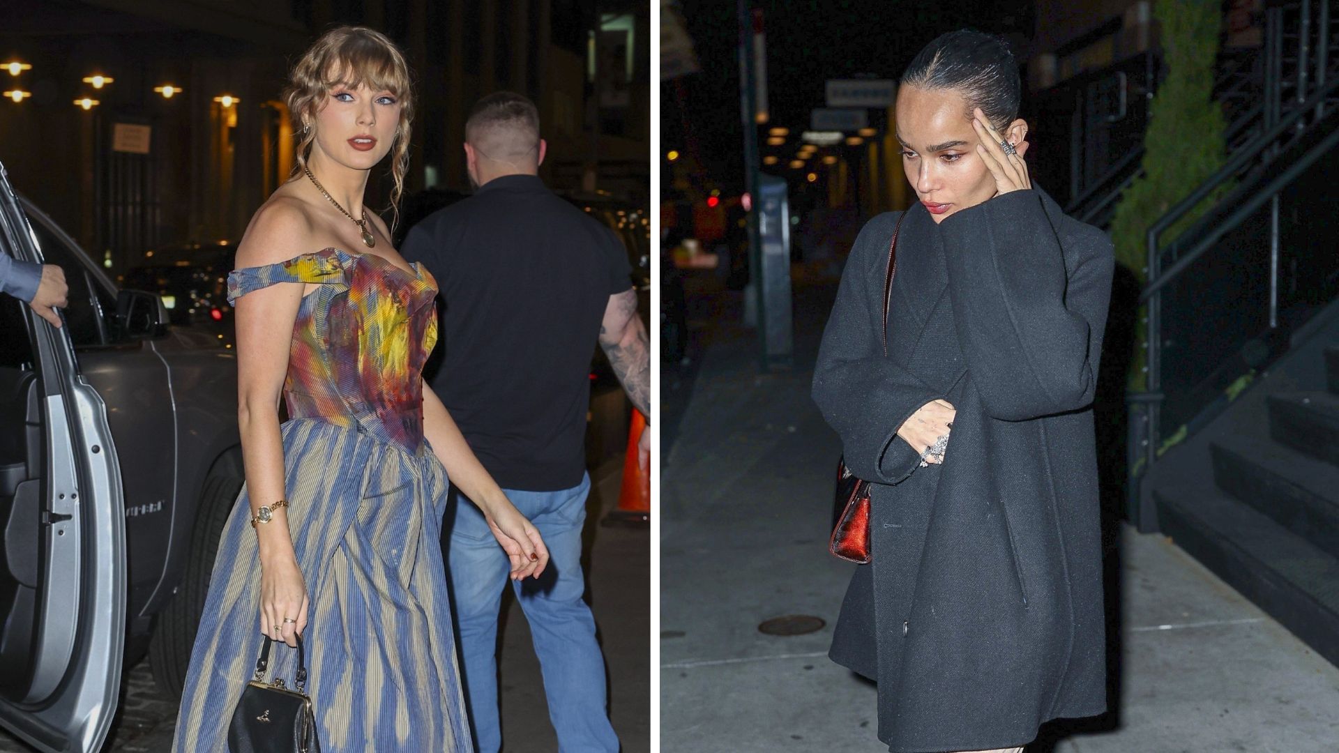 Taylor Swift sale a cenar con Zoë Kravitz en Nueva York con un llamativo vestido