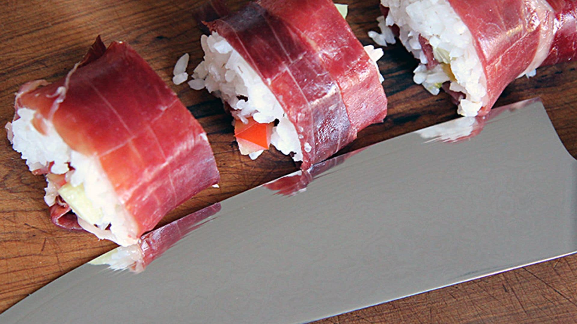 Sushi de jamón ibérico 100% de bellota con melón