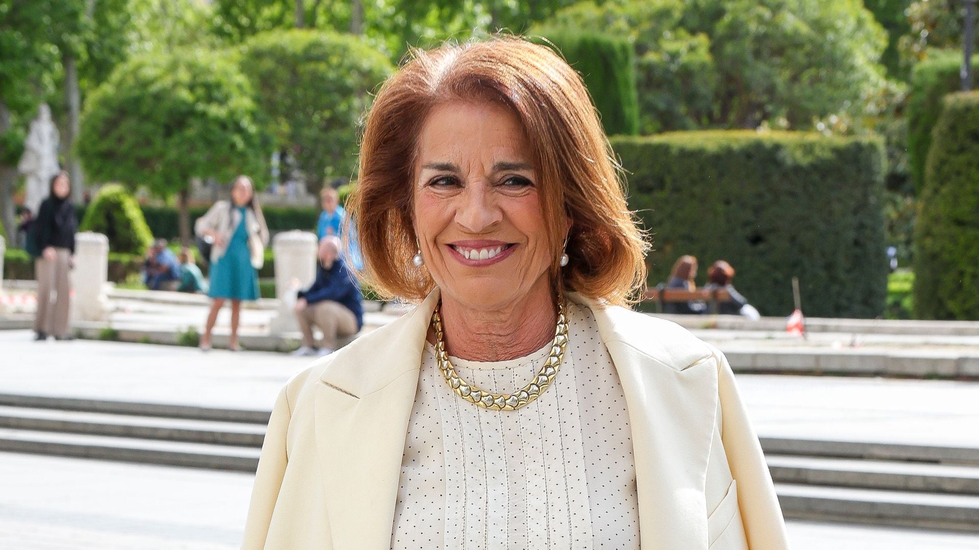 Politician Ana Botella arriving for premiere Cantores Perdidos de Nuremberg in Madrid on Wednesday, 24 April 2024.