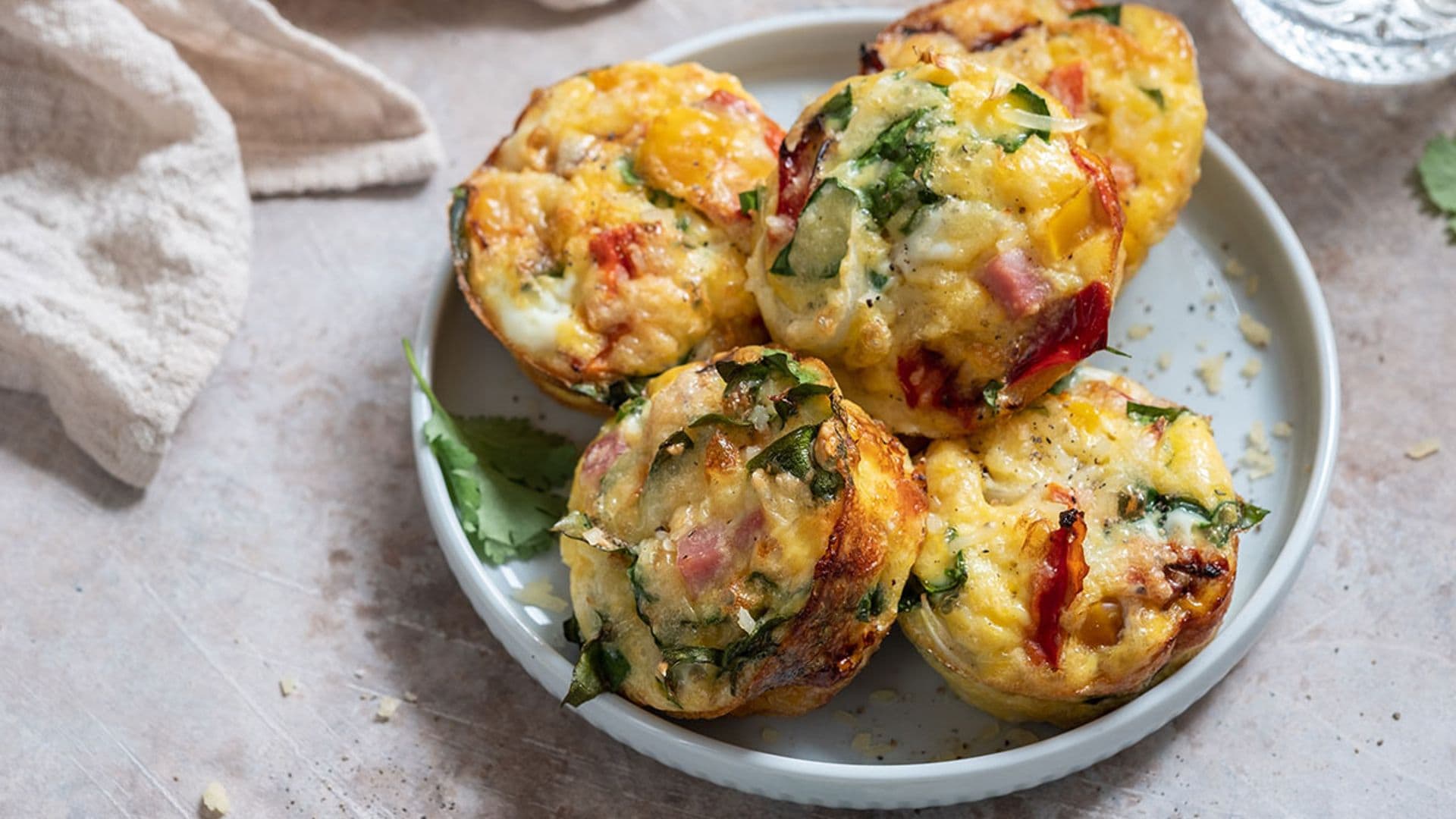 Muffins de jamón, queso y verduras ¡insuperables!