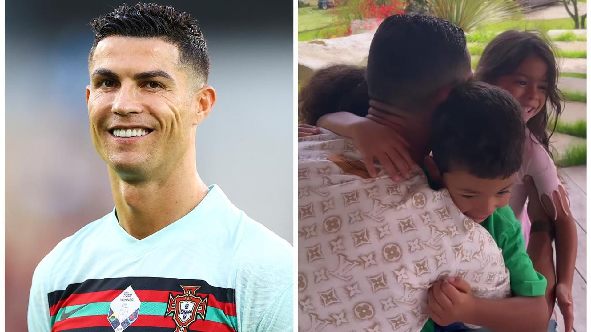 Besos y abrazos a papá: así reciben Mateo, Eva María y Alana a Cristiano Ronaldo