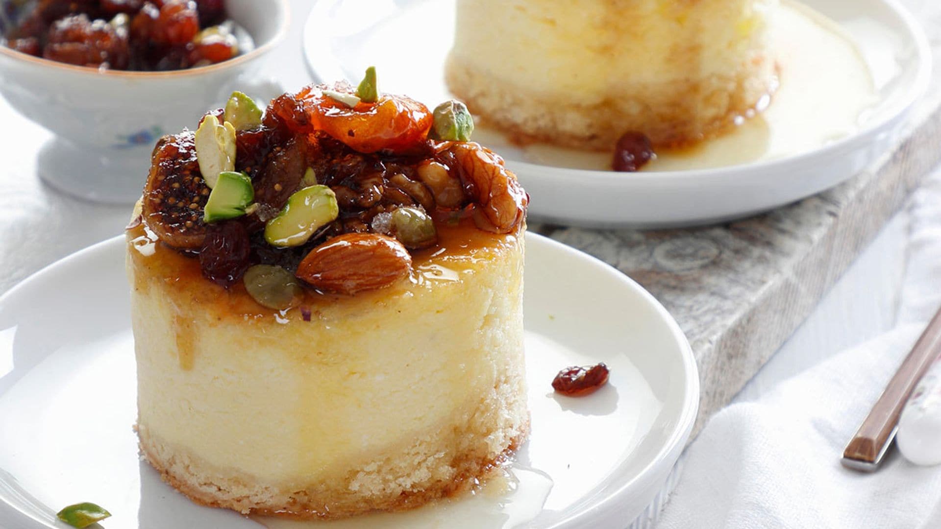 Mini ‘cheesecake’ con higos y frutos secos con miel