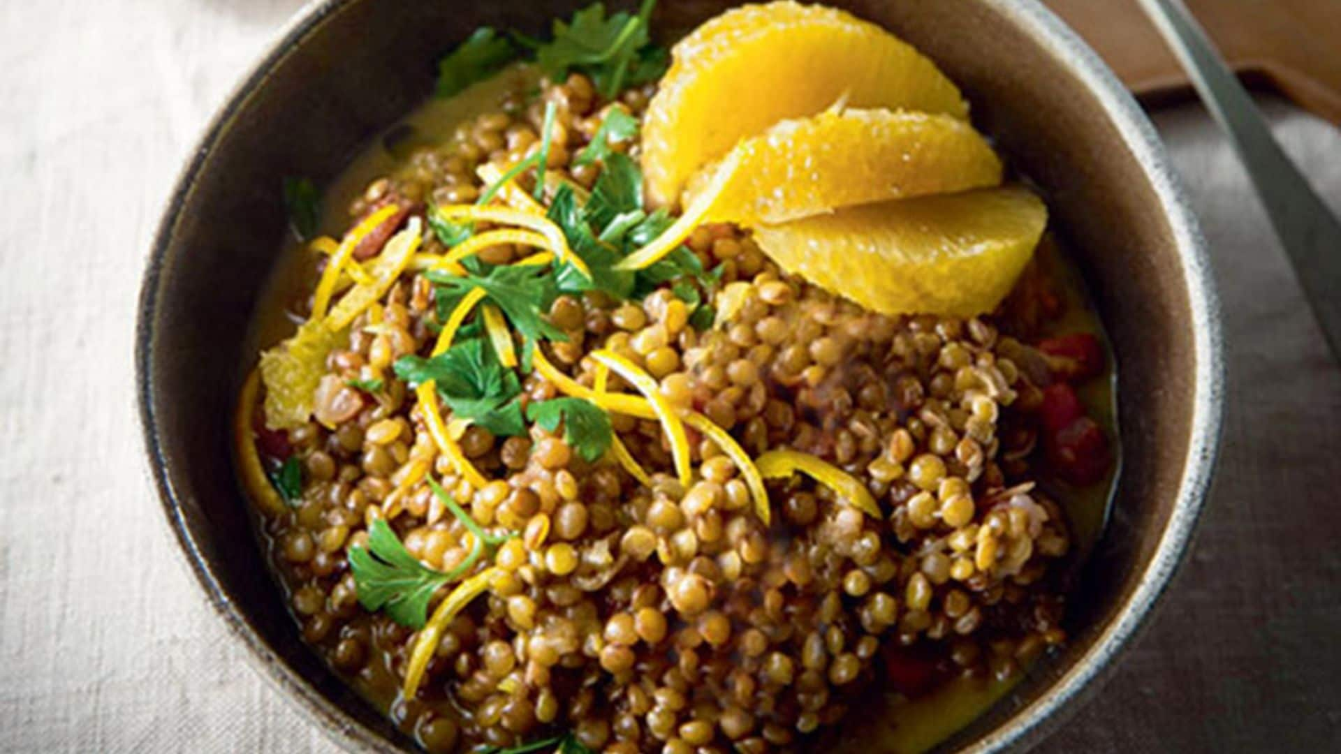 Ensalada de lentejas a la naranja