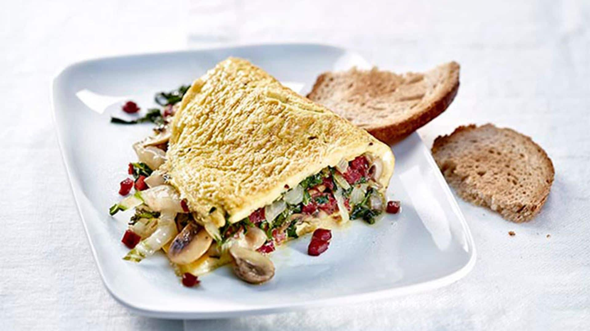 Tortilla de acelgas y champiñones