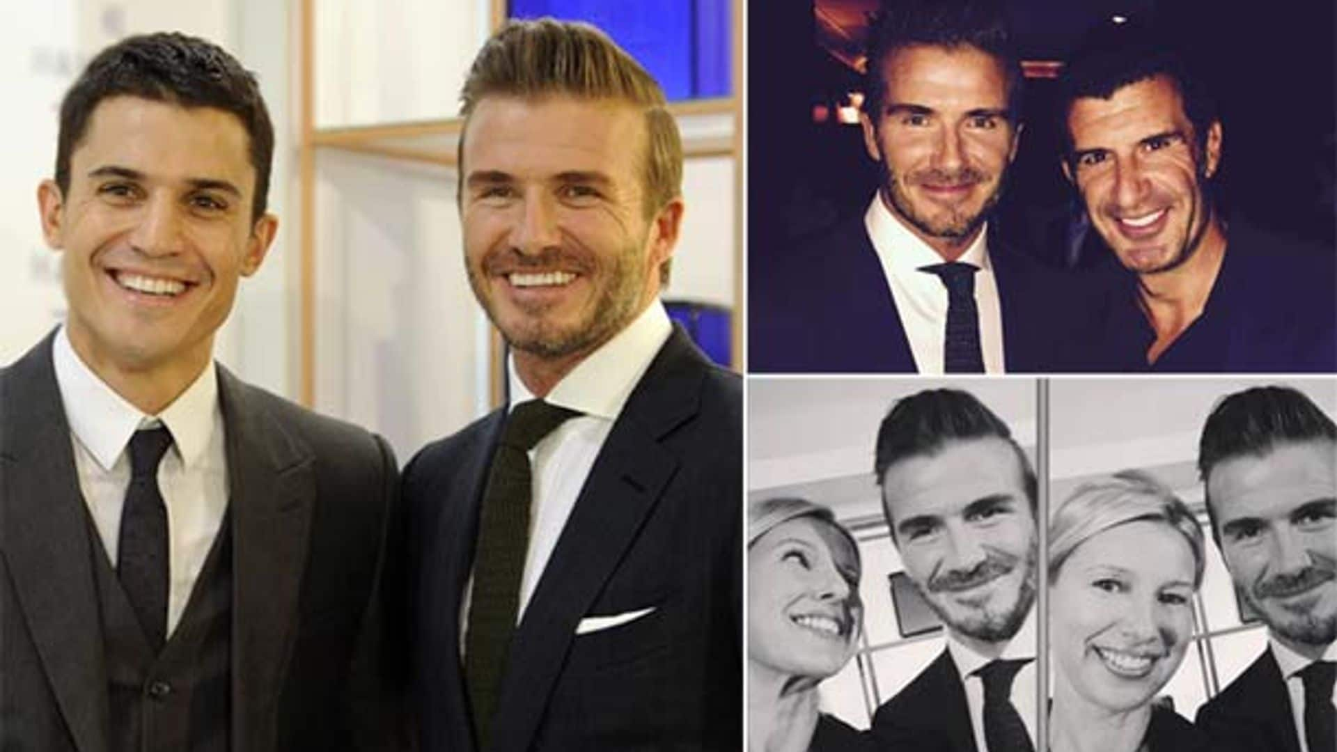 ¿Qué hace David Beckham de fiesta por Madrid con Álex González, Luis Figo y Anne Igartiburu?