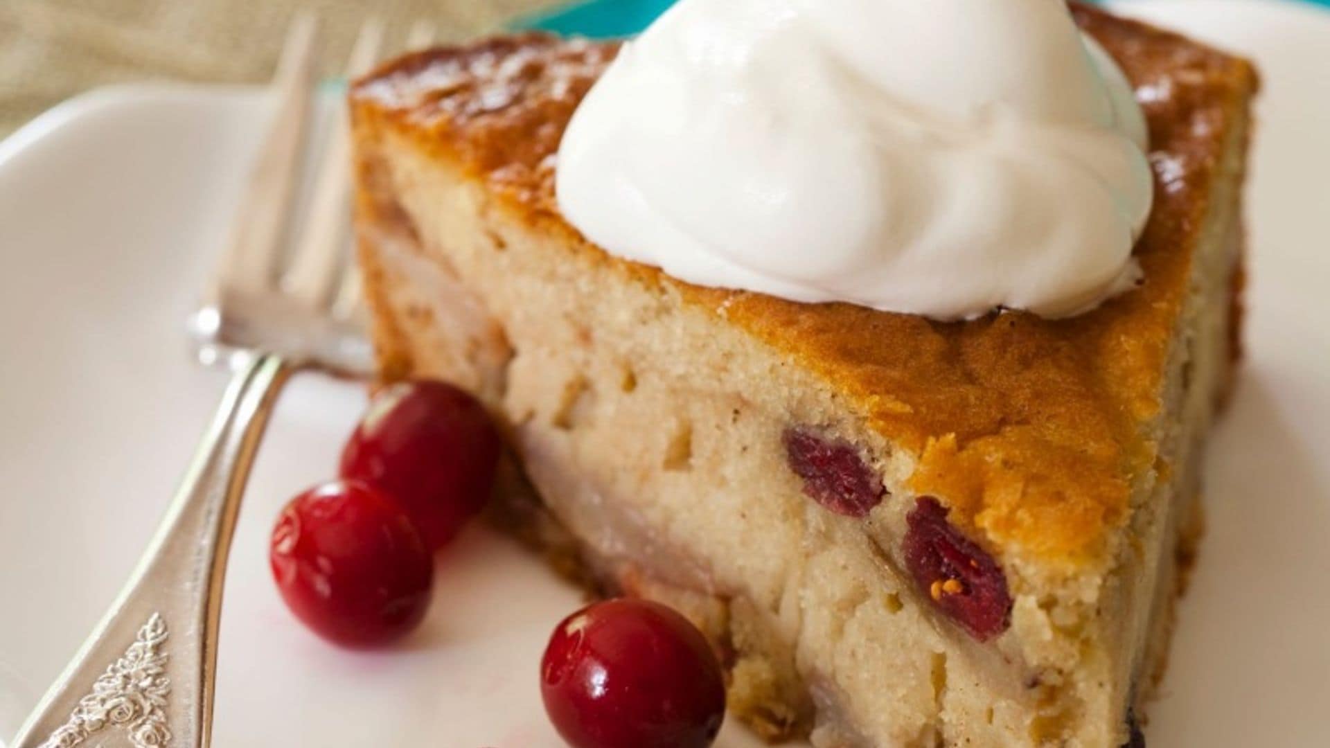 Pastel de pera y arándanos