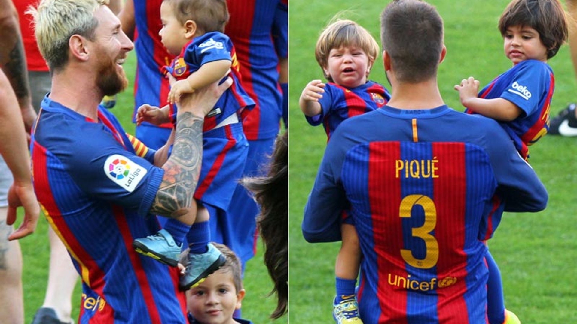 Besos, sonrisas y ¡llantos! Messi y Piqué se derriten con sus niños