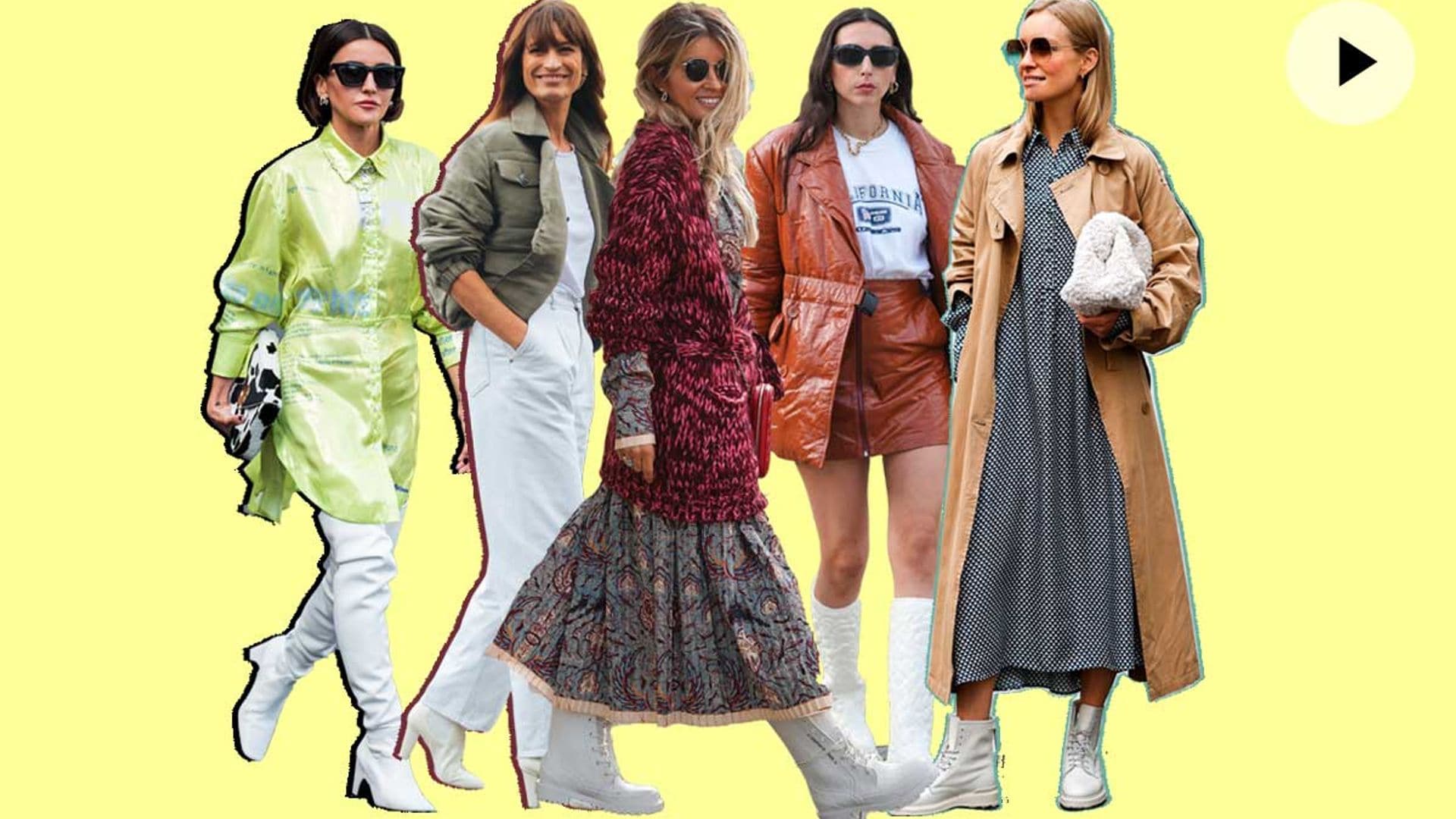 ¿Cómo llevar botas y botines de color blanco en looks de diario?