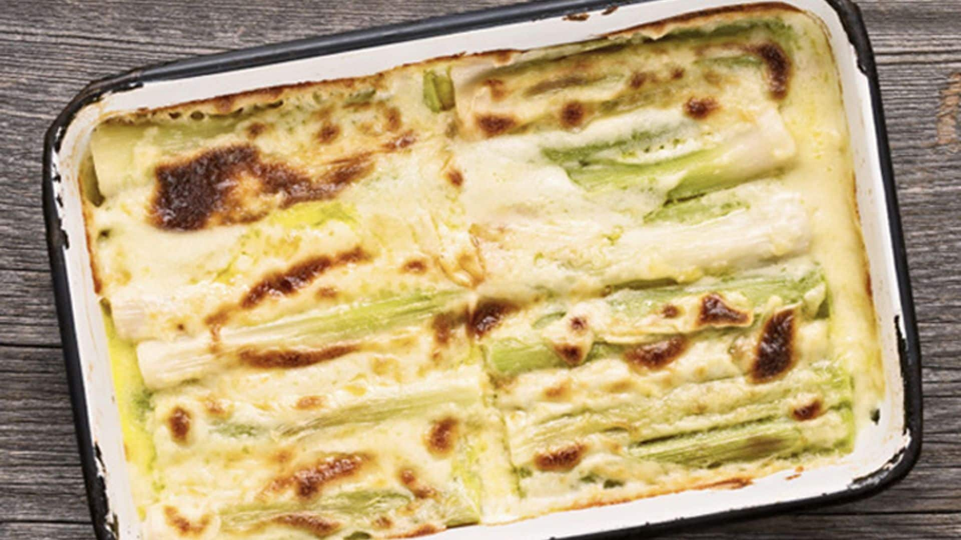 Puerros gratinados