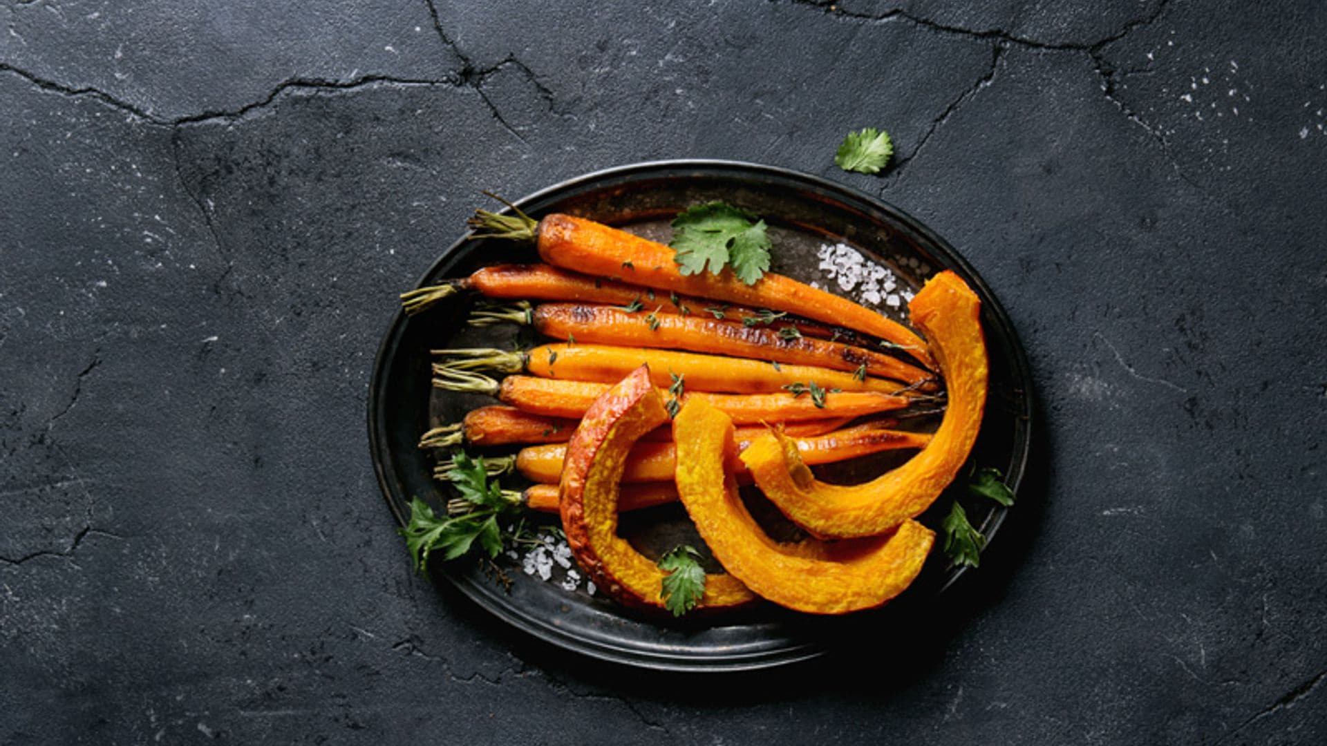 Calabazas y zanahorias asadas