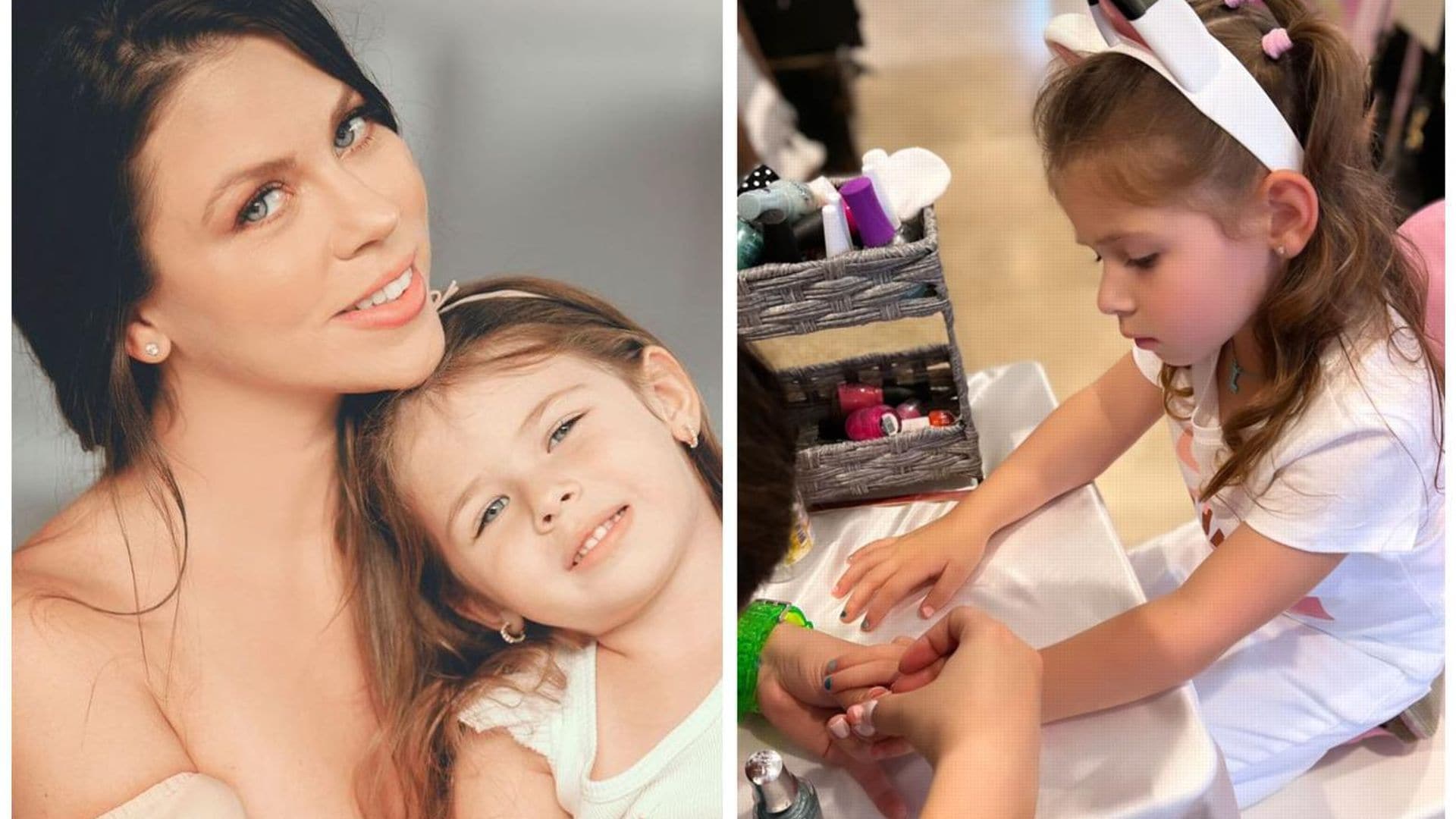 Luna, la hija de Ximena Duque, disfruta de un día de spa