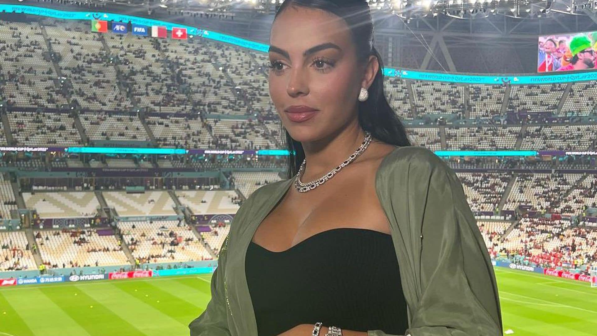 Guapísima en las gradas, Georgina Rodríguez expresa su apoyo a Cristiano Ronaldo