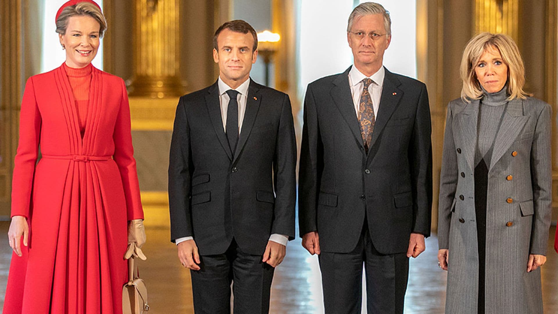 Felipe y Matilde de Bélgica reciben a los Macron en Bruselas con todos los honores