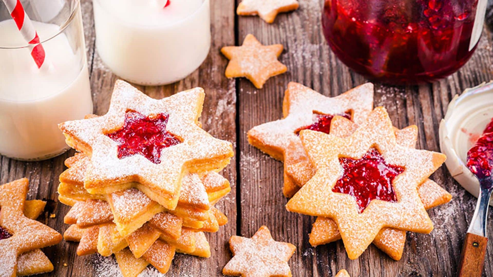 Galletas de mantequilla para Navidad con frambuesa