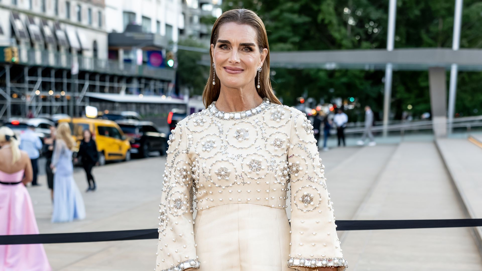 Como homenaje, Brooke Shields luce el vestido que usó su mamá para conocer a la reina