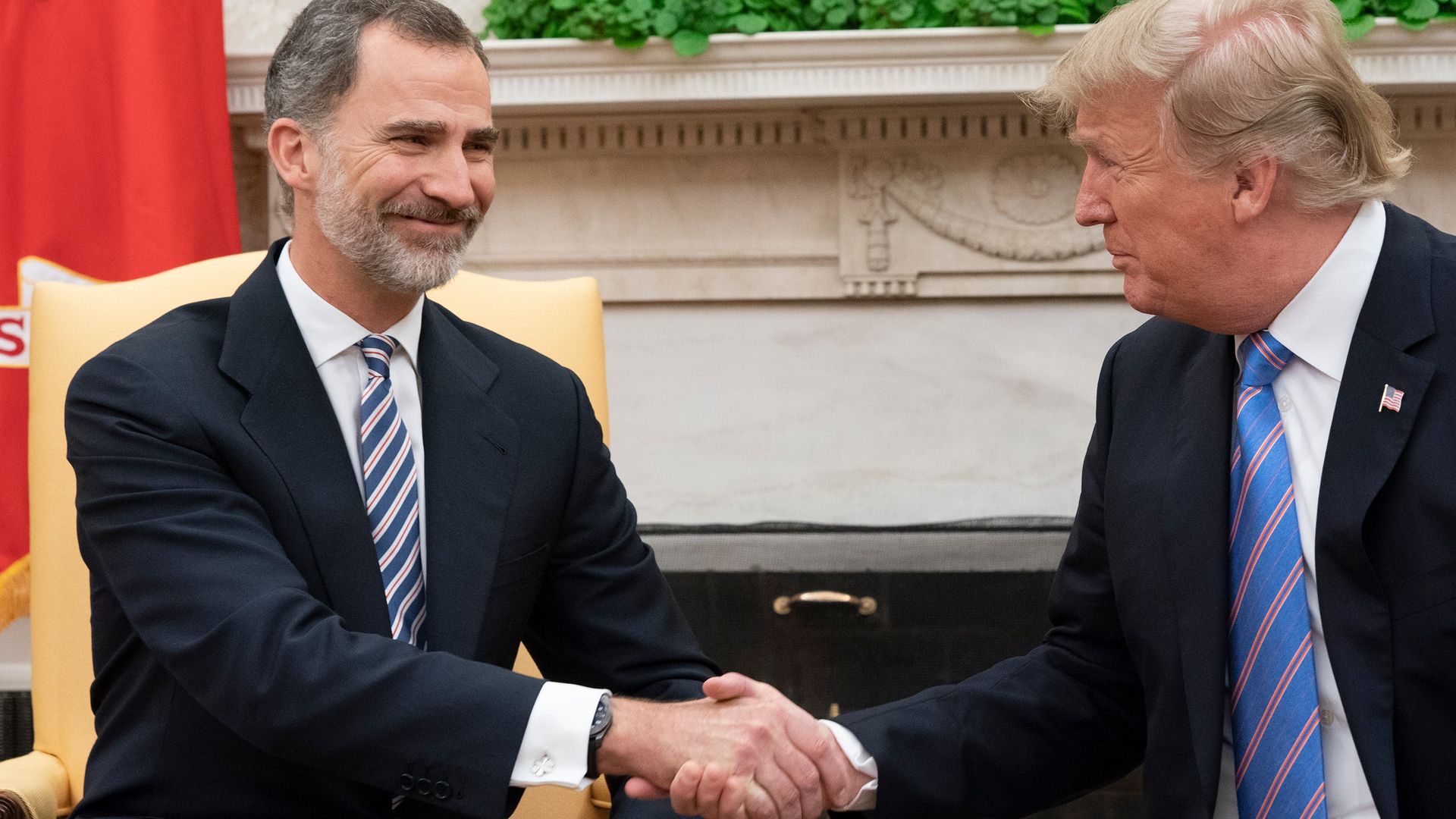 El rey Felipe con Donald Trump durante la visita del monarca a la Casa Blanca en 2018