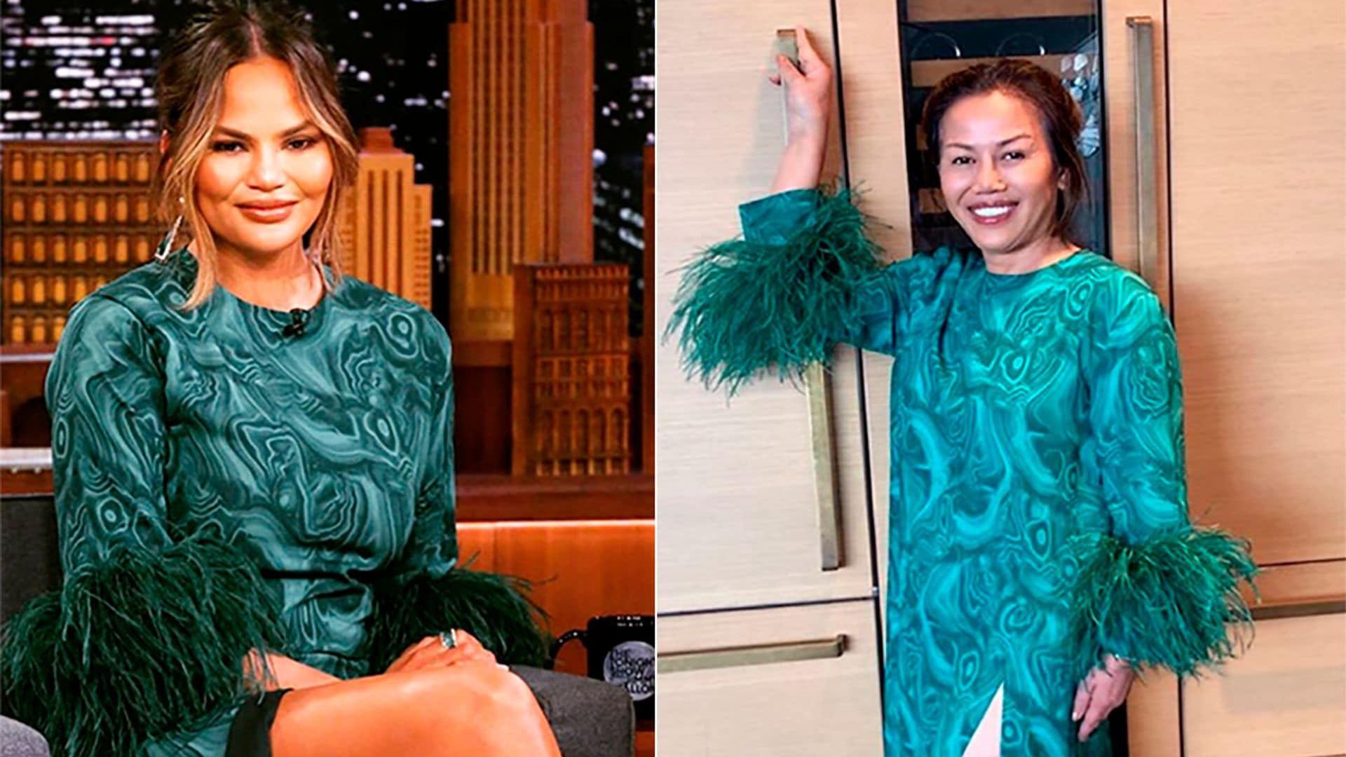 La madre de Chrissy Teigen le 'roba' un vestido y pregunta a sus fans: ¿Quién lo lleva mejor?