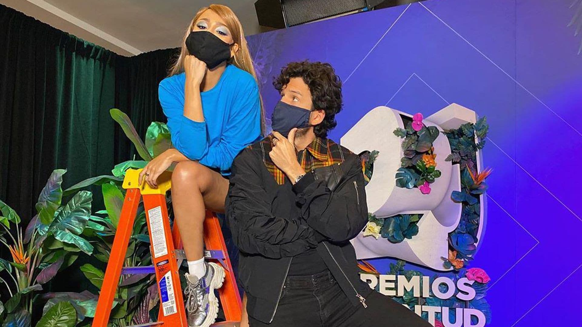 Sebastián Yatra y Danna Paola se reencuentran luego de dos años en ensayos de Premios Juventud ¡y tenemos las fotos!