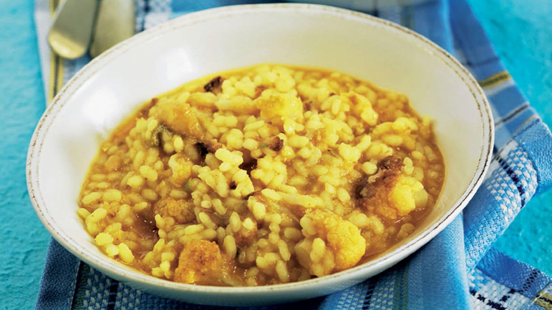 Arroz caldoso con bacalao y coliflor