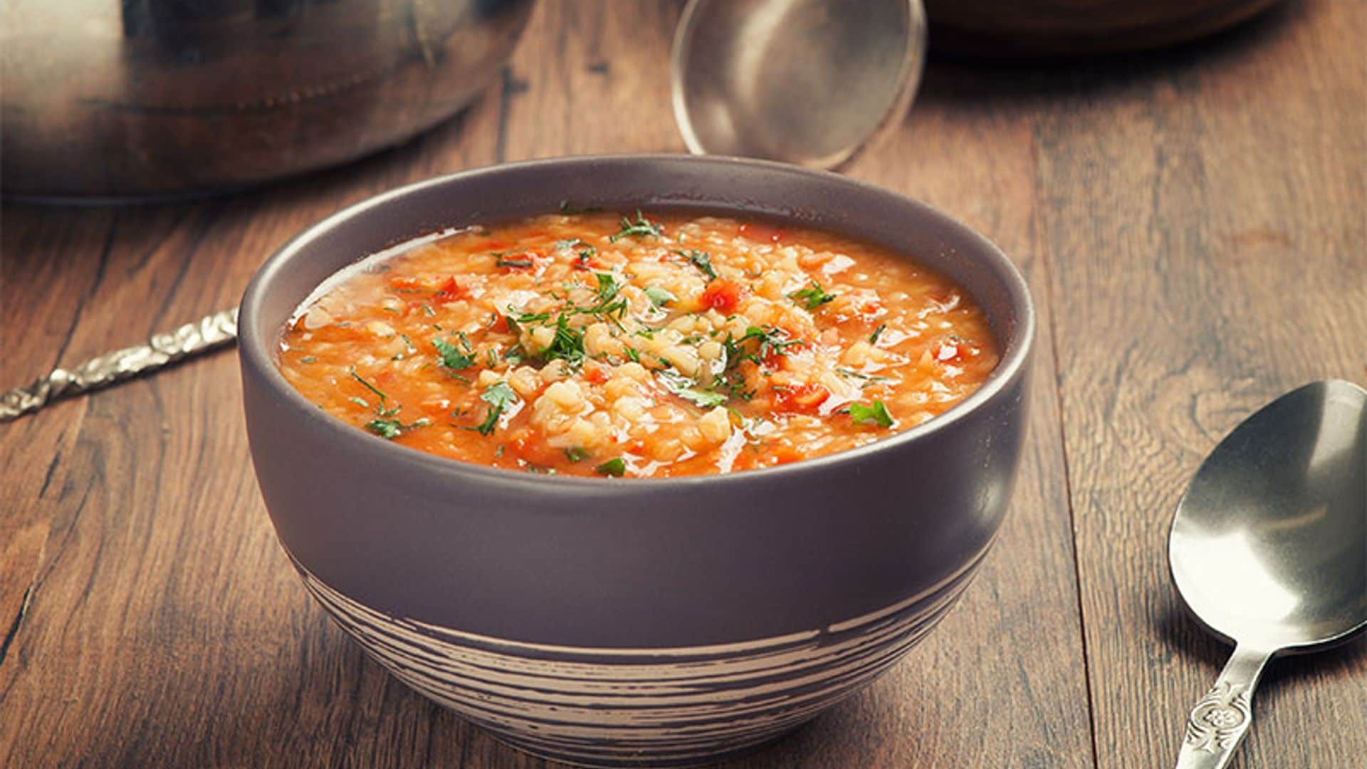 Sopa de lentejas y bulgur