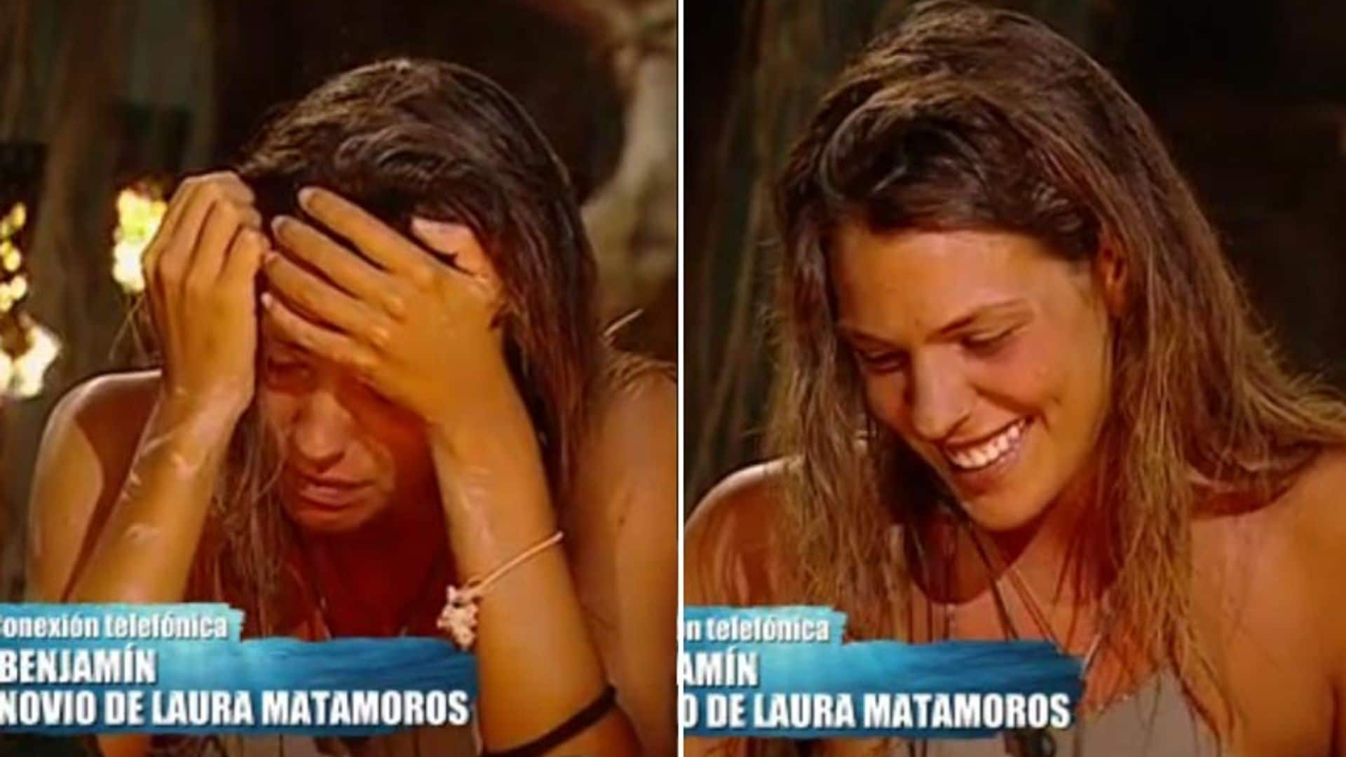 Laura M. Flores, del llanto a la risa al hablar con su novio Benji en 'Supervivientes'