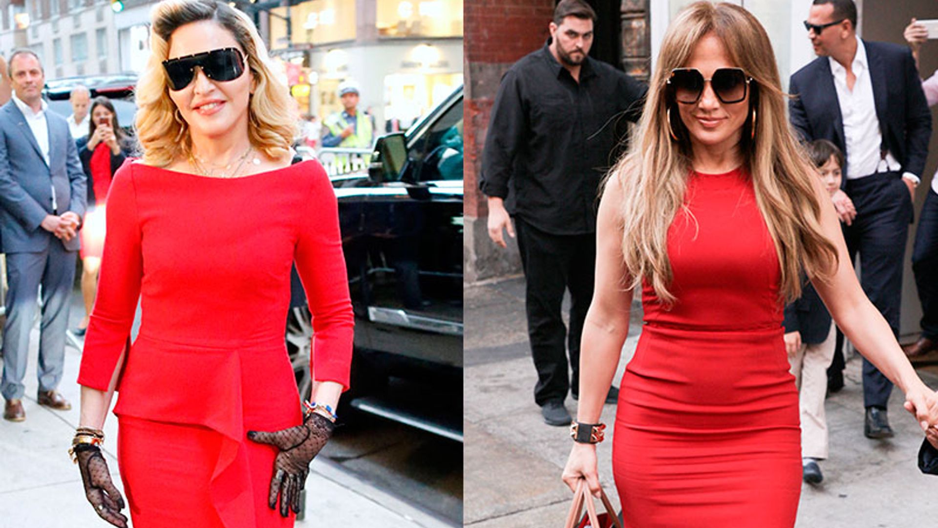 El duelo en rojo entre Madonna y Jennifer Lopez