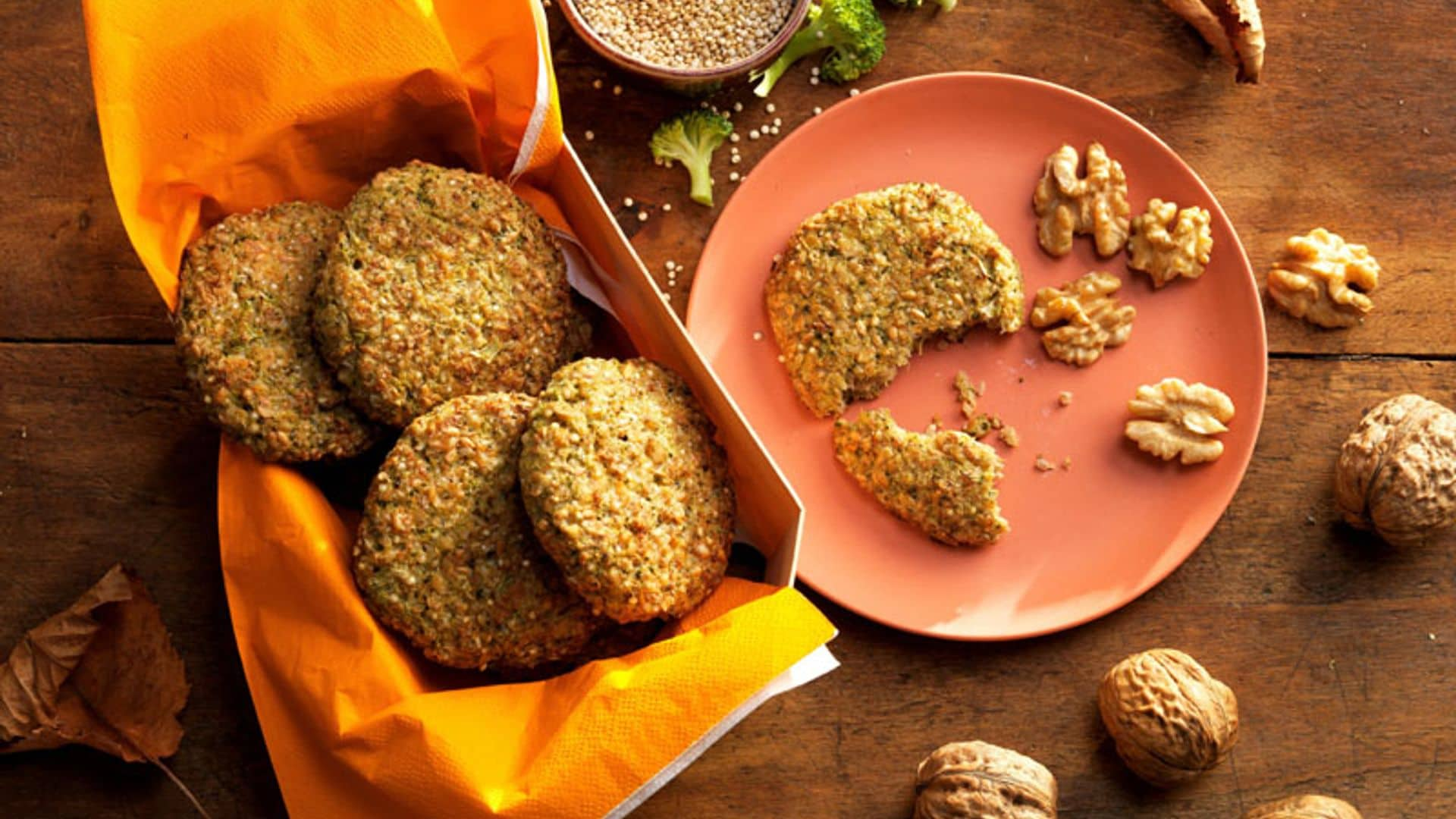 Tortitas de quinoa, quesos y nueces