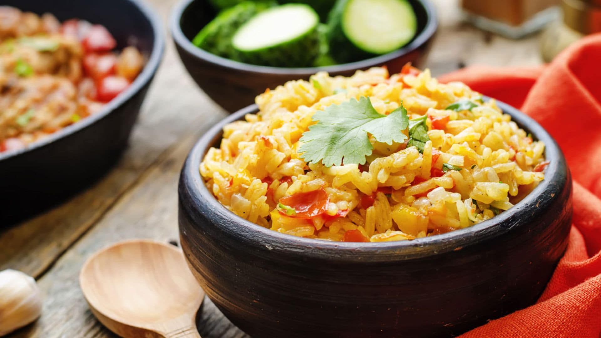 Arroz al azafrán con cilantro y curry