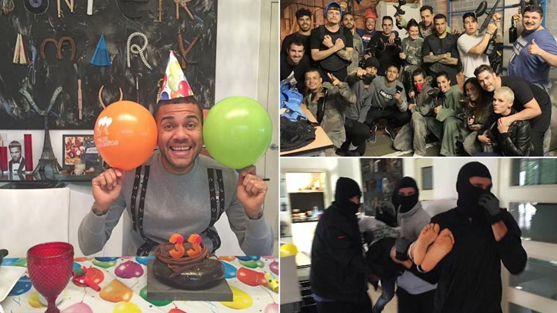 El loco cumpleaños de Dani Alves con secuestro y batalla de 'paintball'