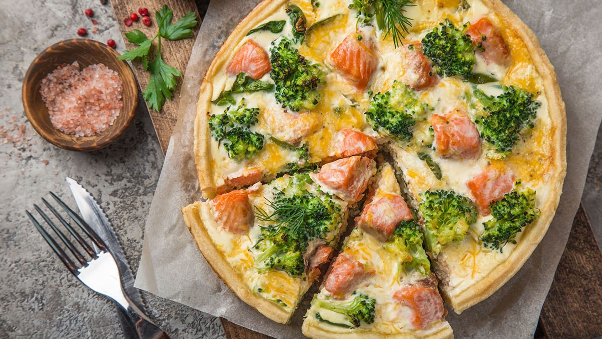 'Quiche' de brócoli y salmón