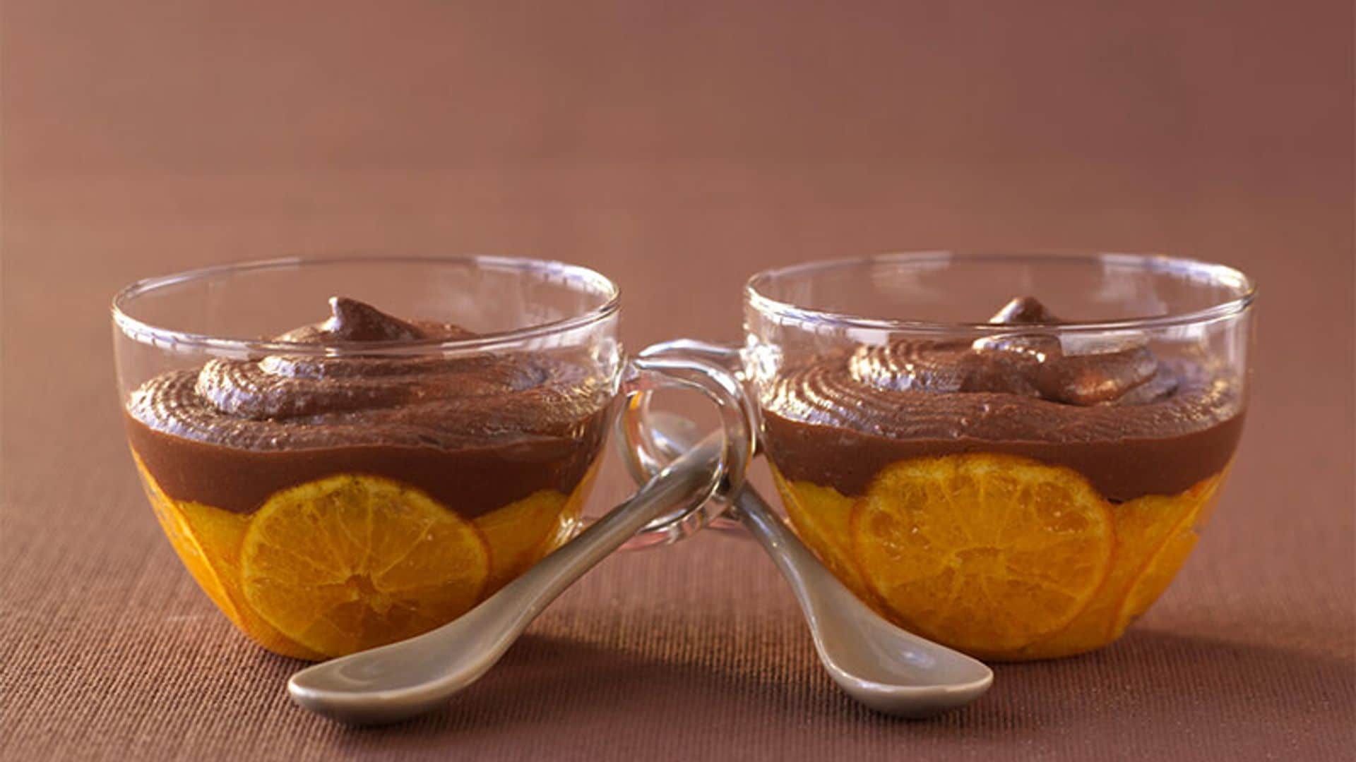 'Mousse' de chocolate y crema de mandarina