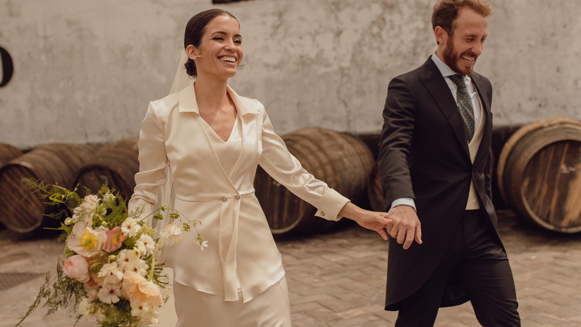 Un vestido desmontable para Mariana, la novia que se casó en una preciosa bodega de Jerez
