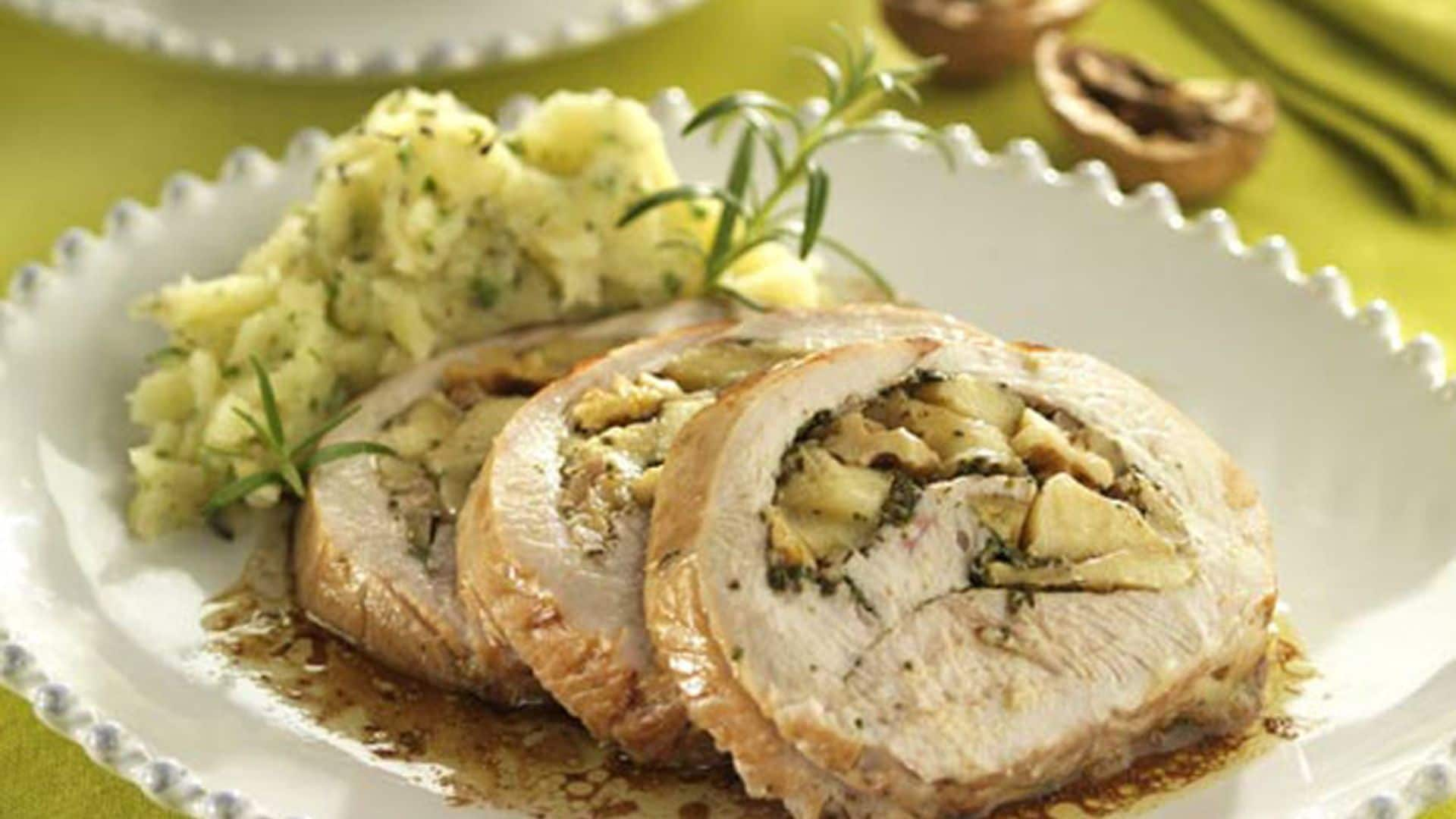 Pechuga de pavo rellena de manzana y nueces