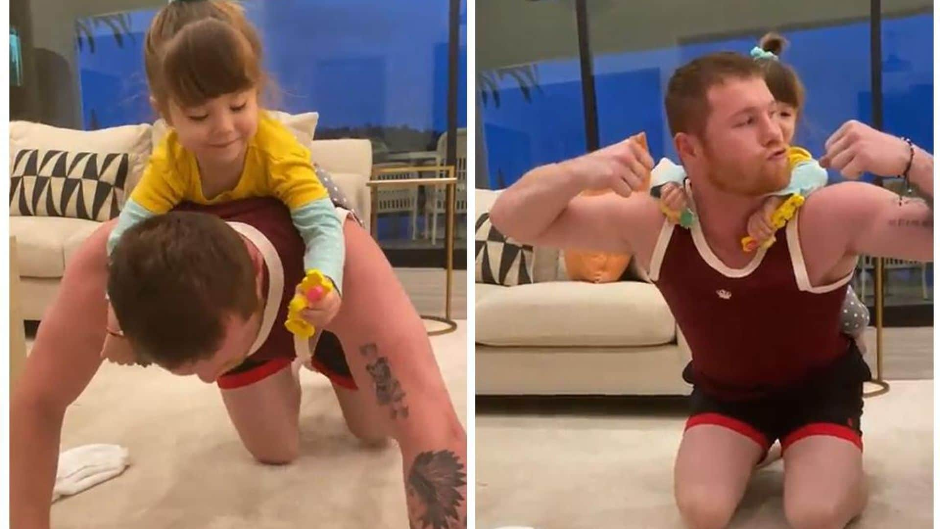 Canelo entrenando junto a su pequeña es lo más tierno que verás hoy