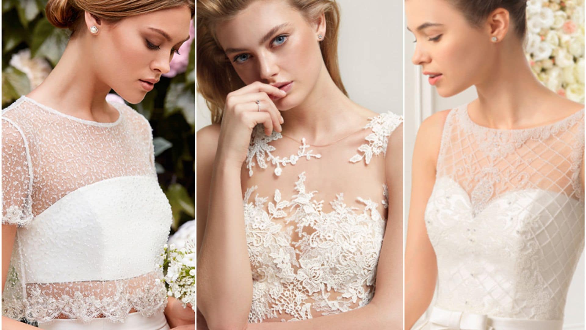 Guía de estilo: Los mejores vestidos de novia con escote ilusión