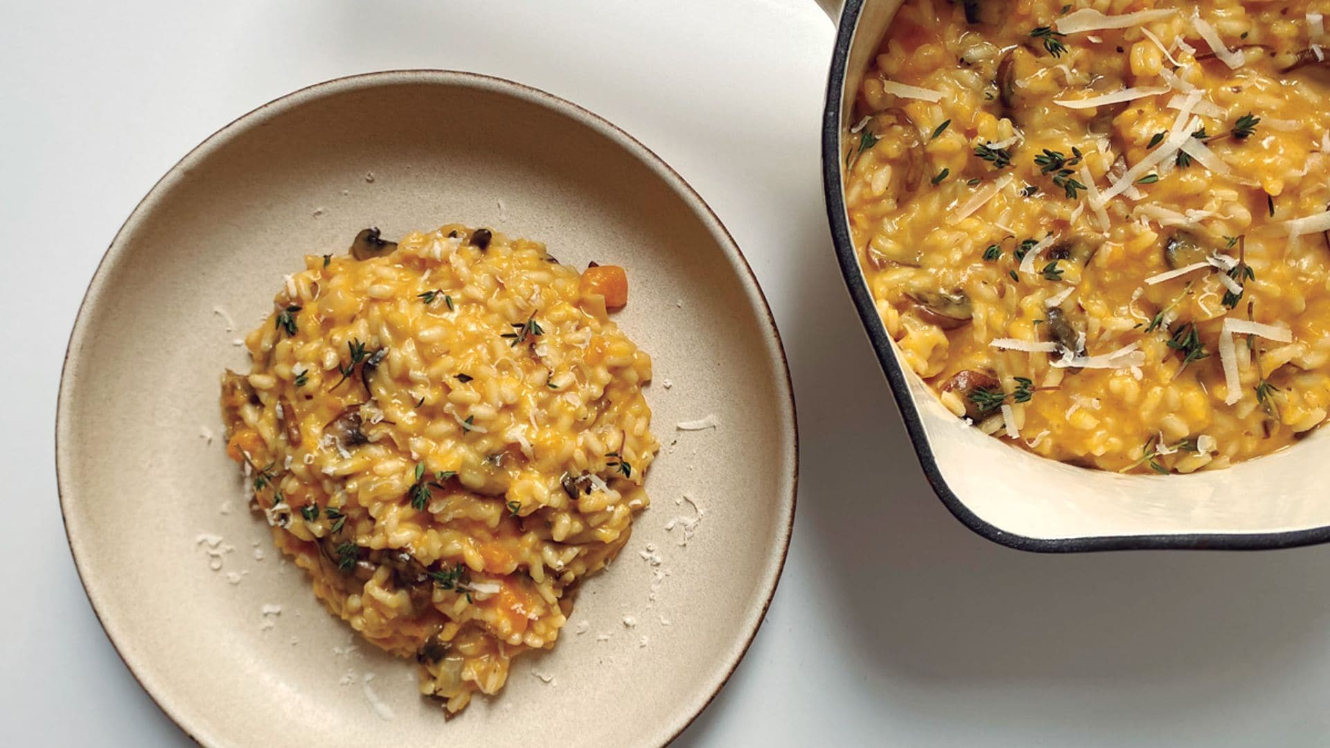 Risotto de calabaza y portobello