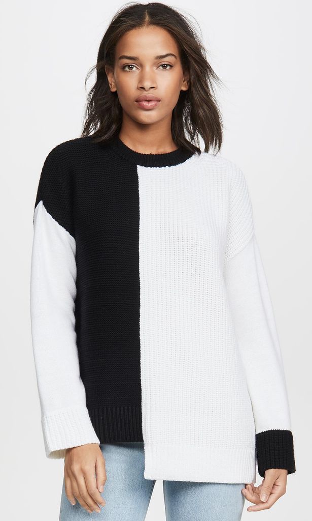 sparrow crew neck asymmetrical pullover de alice olivia