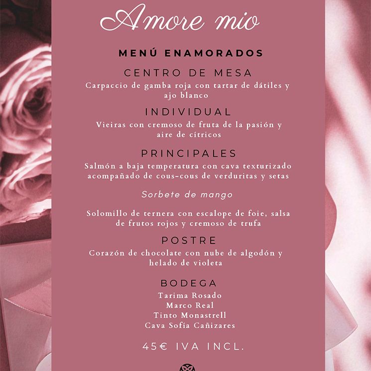 menu san valentin dormio