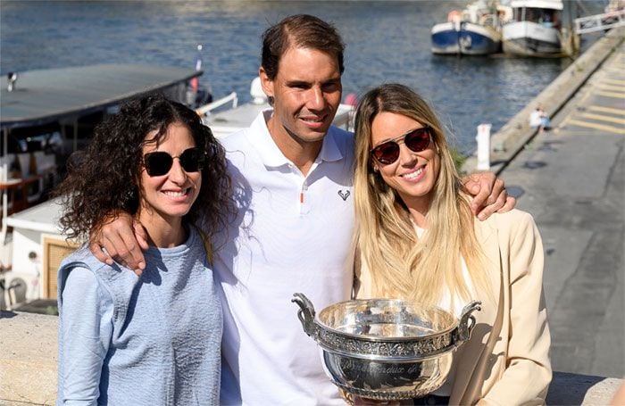 Rafa Nadal, su hermana Maribel y su mujer Mery Perelló