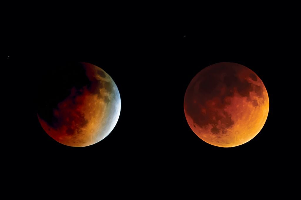 The moon acquires reddish tones due to a phenomenon called 