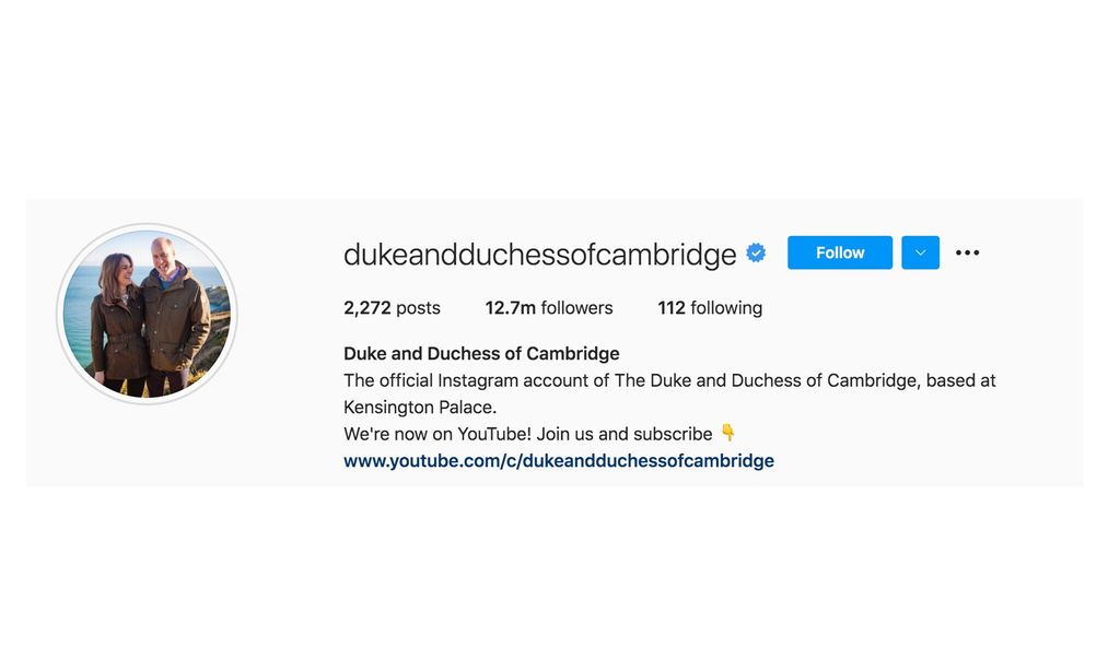 The Duke and Duchess are no longer using KensingtonRoyal as their Instagram username