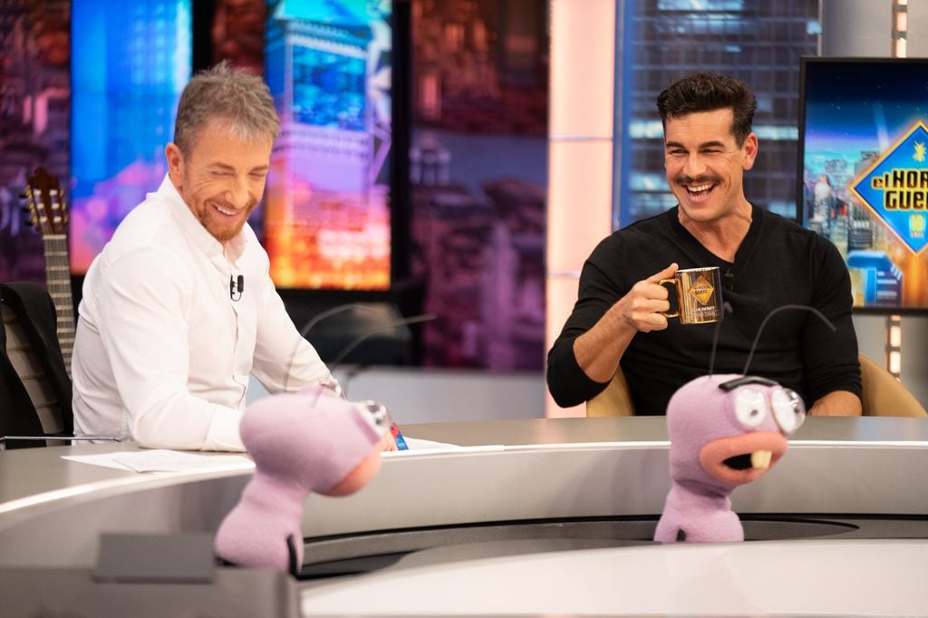 Actor Mario Casas and presenter Pablo Motos on tv show "El Hormiguero"  in Madrid,