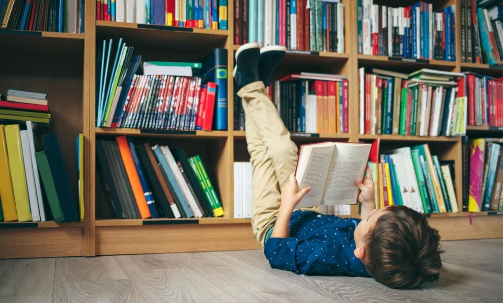 boy in library