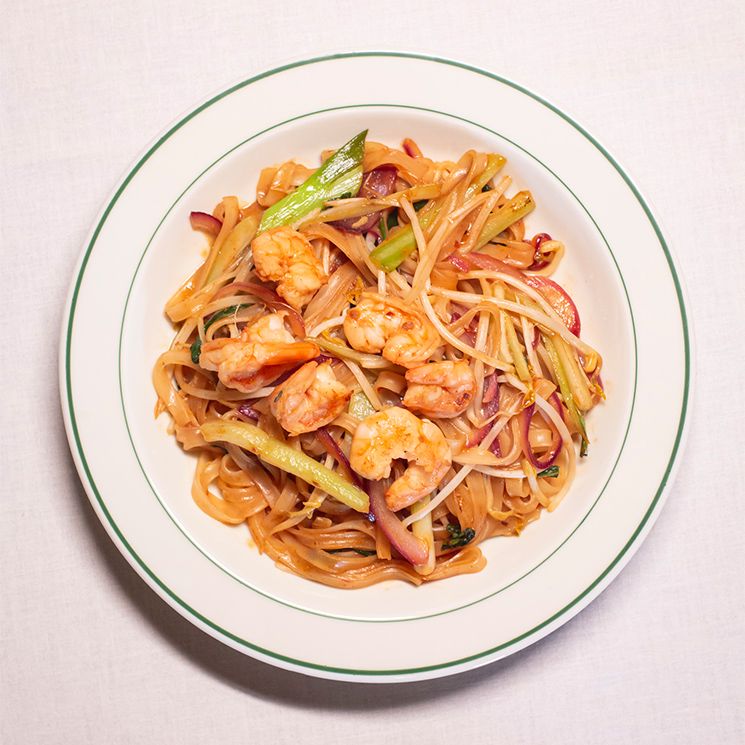 fideos de arroz con langostinos