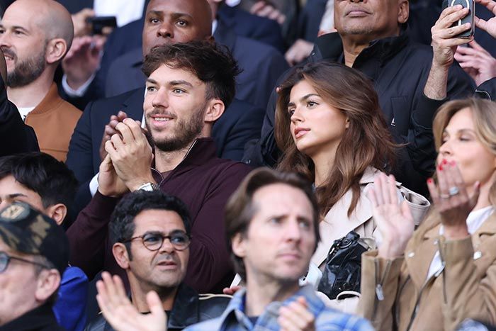 Kika Cerqueira y Pierre Gasly en la semifinal de la Champions