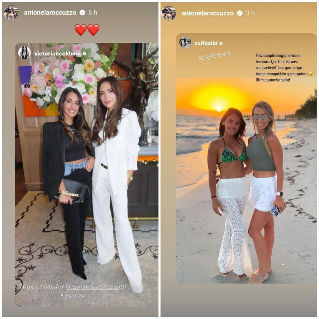 Antonela Roccuzzo con Victoria Beckham y Sofía Balbi