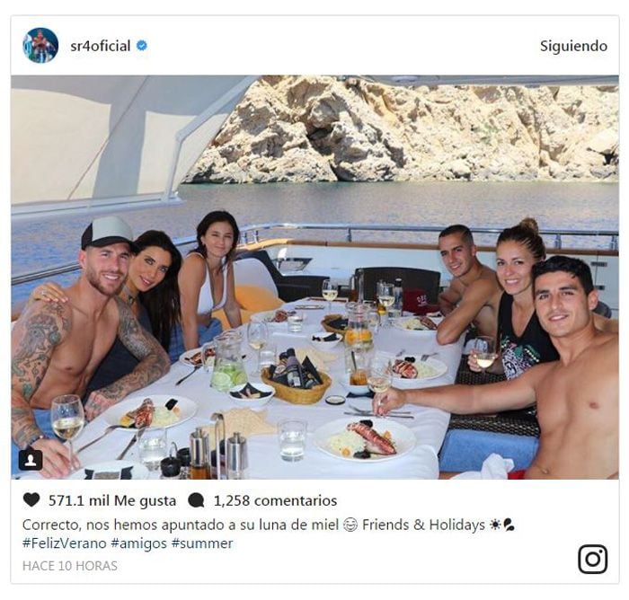 Sergio Ramos y Pilar Rubio se cuelan en la 'honeymoon' de Lucas Vázquez y Macarena Rodríguez